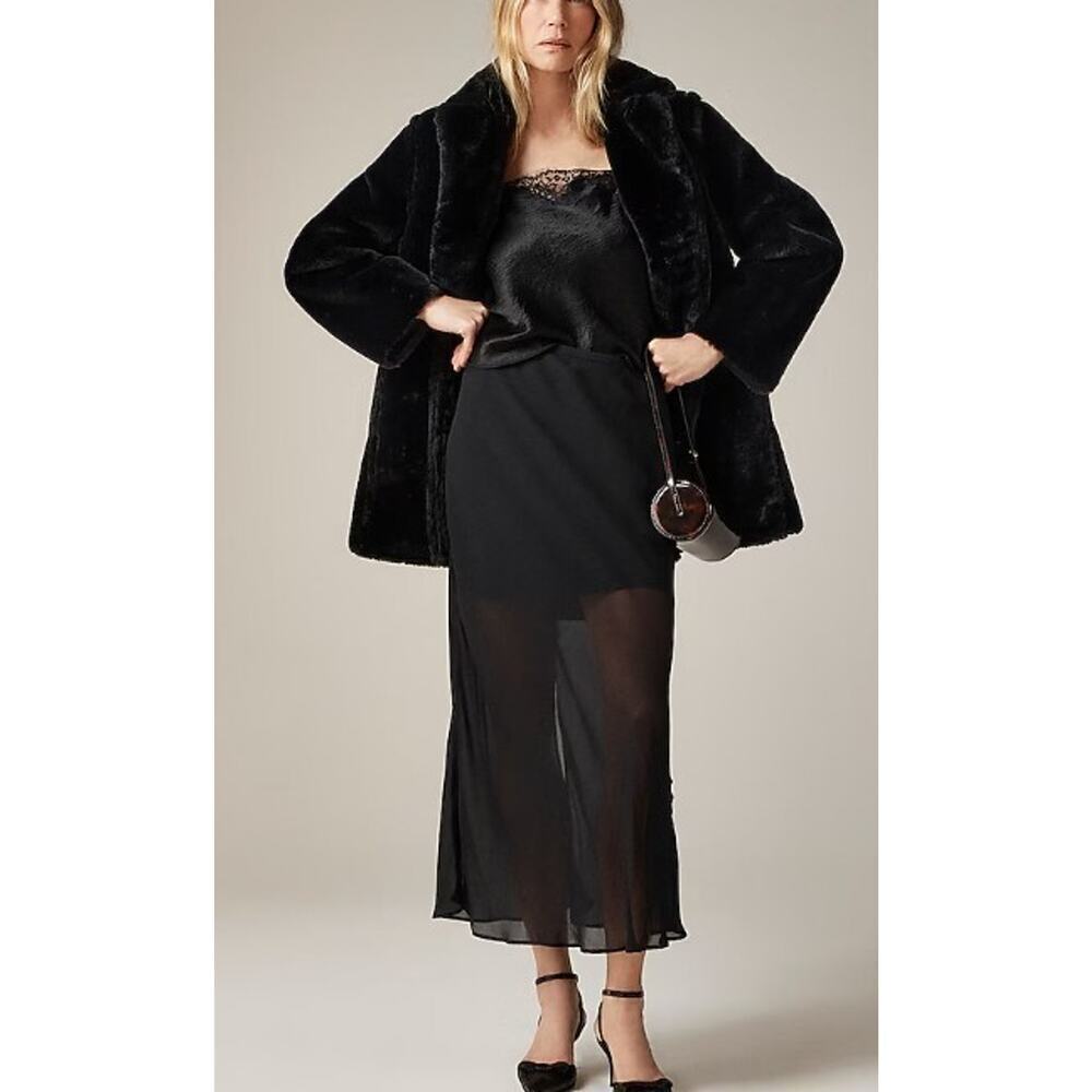 J Crew Skirt S Gwyneth Black Chiffon Lined Maxi 90s Style Flowy Midi NEW NWT